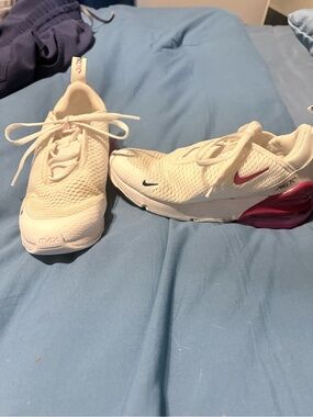 Nike girls  White Sneakers with Pink Accent Air Cushion